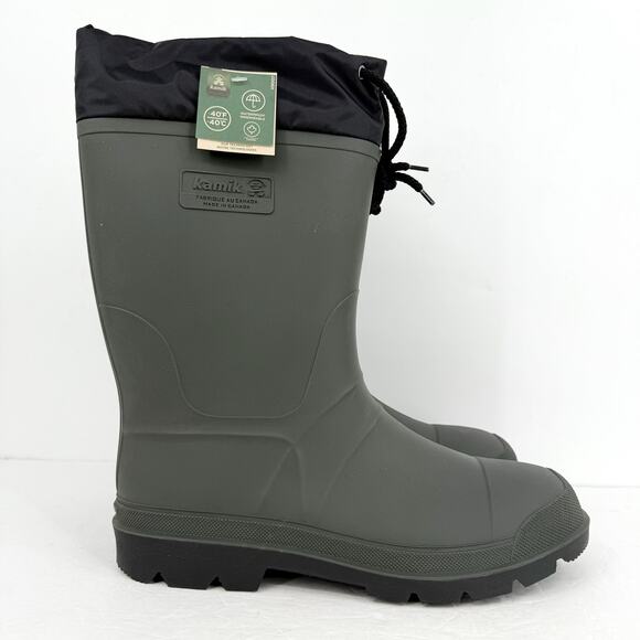 Kamik Mens Forester Winter Rainboots US 13 D Black Khaki Waterproof NWOB - Picture 3 of 12